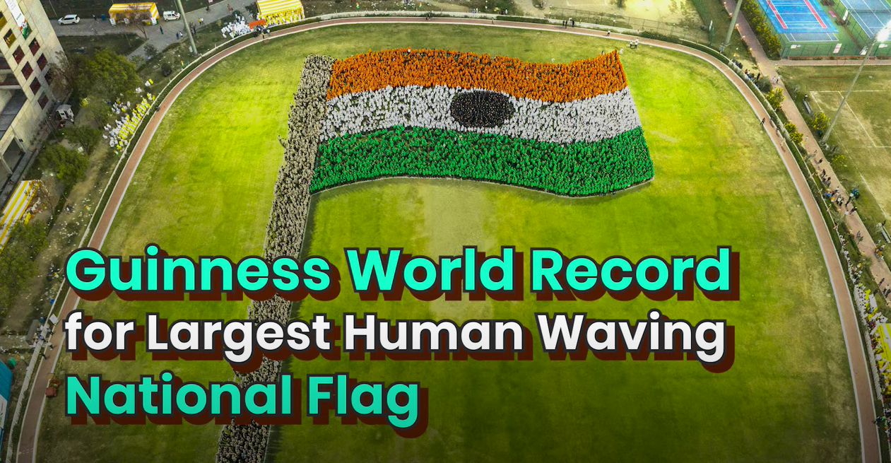 JGU with FFI, created largest human waving national flag surpassing all previous Guinness Records 